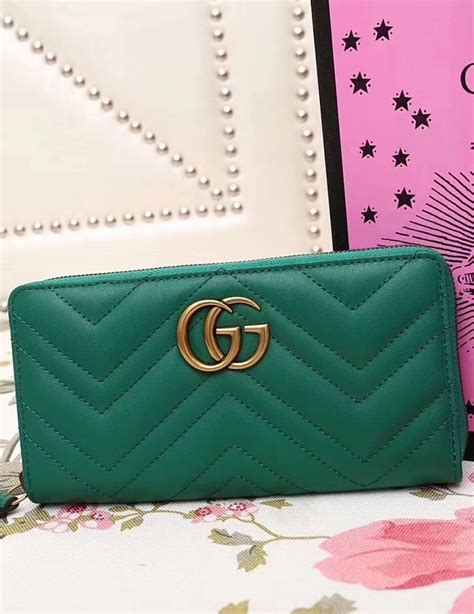 gucci marmont green wallet|Gucci Marmont zip around wallet.